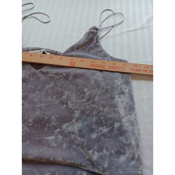 Express womens gray crushed velvet velour cami M party club holiday crop top - Picture 8 of 10
